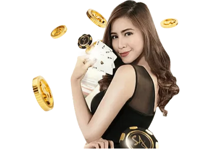 ดีลเลอร์คาสิโนสด SA Gaming ถือไพ่และเหรียญทอง